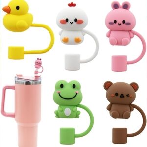New! Meitesti 5 Pc. Silicone Animal Straw Covers